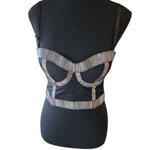 Elegant Black and Silver Women's Bustier